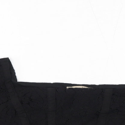 Womens UK Size S Zara Black Cropped T-Shirt