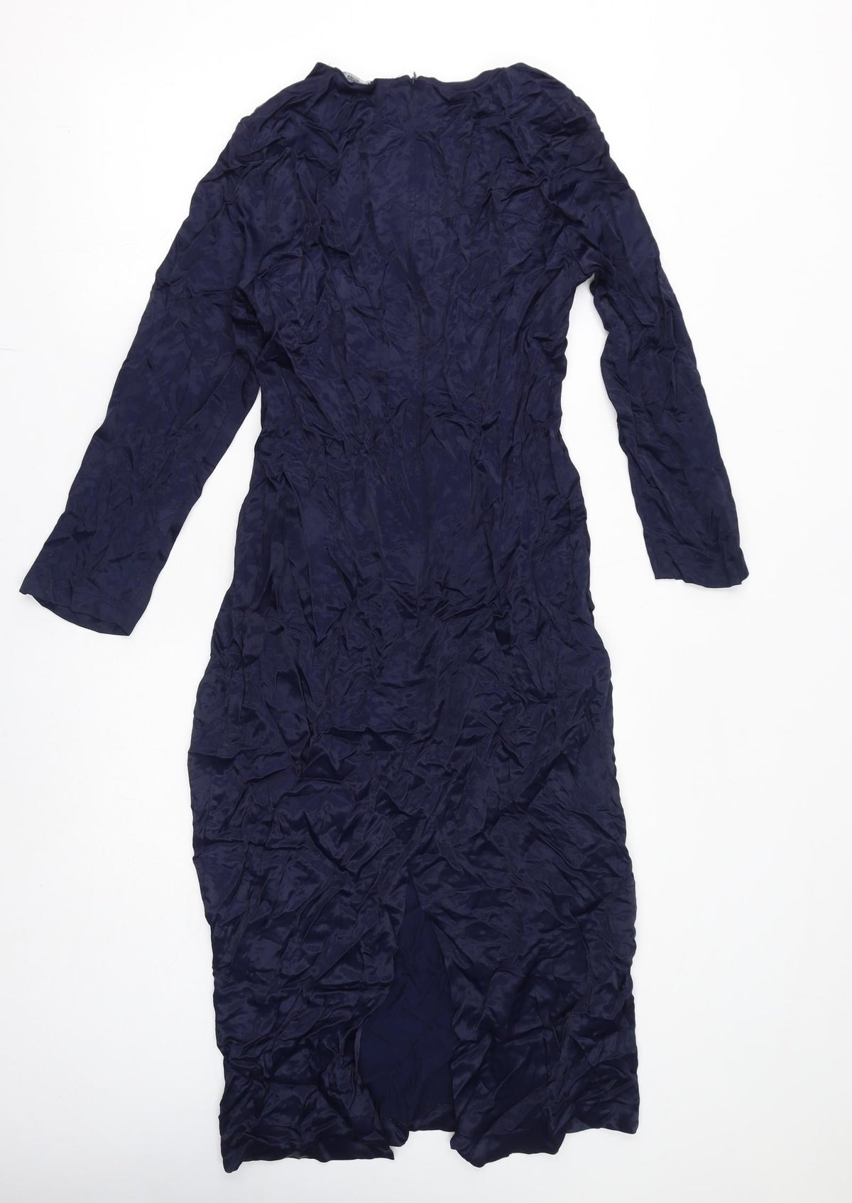 Zara Womens Blue Polyester A-Line Size L Round Neck Zip