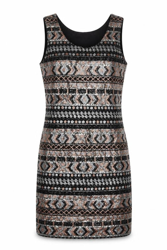 Moio Hemero Womens Black Cotton Tank Dress Size M Round Neck Pullover - Sequins