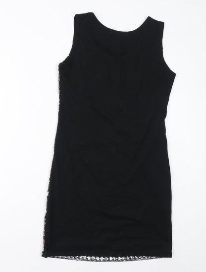 Moio Hemero Womens Black Cotton Tank Dress Size M Round Neck Pullover - Sequins