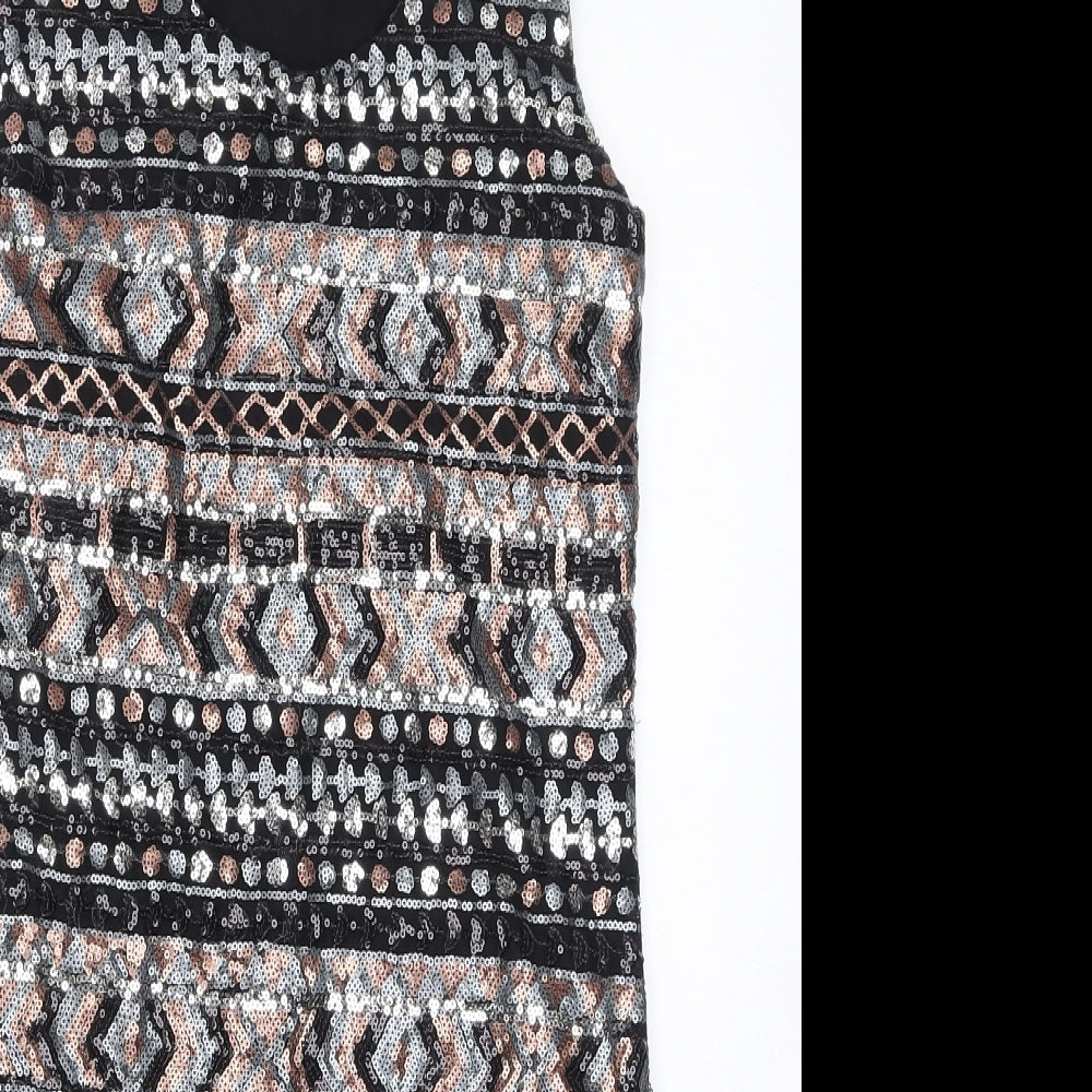 Moio Hemero Womens Black Cotton Tank Dress Size M Round Neck Pullover - Sequins