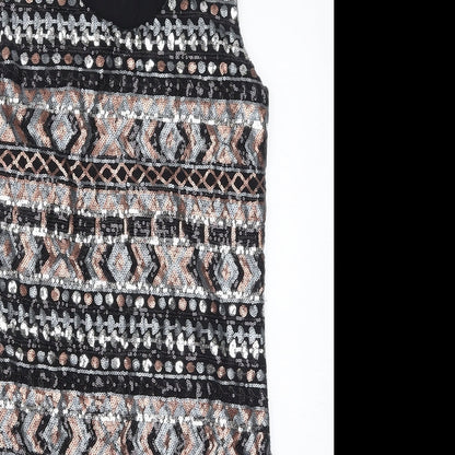 Moio Hemero Womens Black Cotton Tank Dress Size M Round Neck Pullover - Sequins