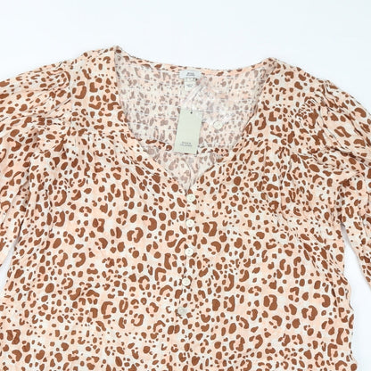 River Island Womens Brown Animal Print Viscose Playsuit One-Piece Size 8 Pullover - Leopard Print