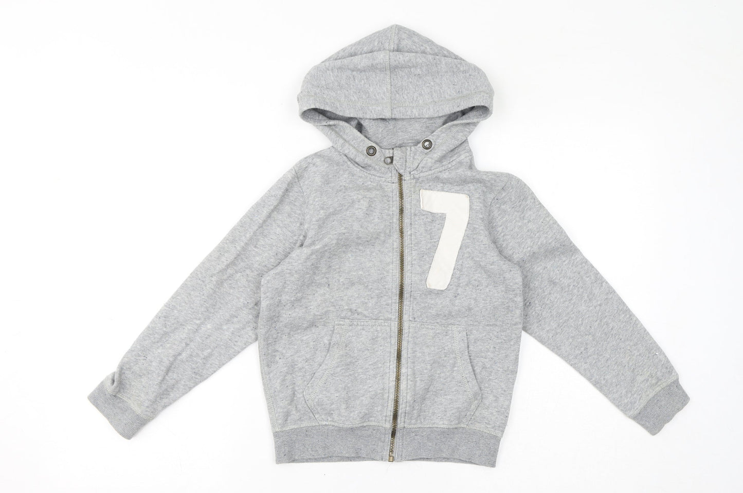 H&M Boys Grey Cotton Full Zip Hoodie Size 7-8 Years Zip