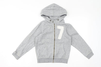 H&M Boys Grey Cotton Full Zip Hoodie Size 7-8 Years Zip