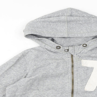 H&M Boys Grey Cotton Full Zip Hoodie Size 7-8 Years Zip