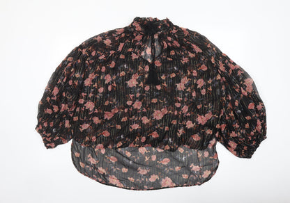 Womens UK Size M Zara Black Basic Blouse