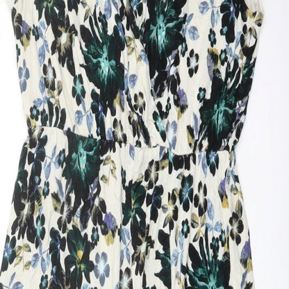 H&M Womens Multicoloured Floral Viscose A-Line Size L V-Neck Pullover