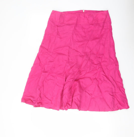 Gerry Weber Womens Pink Linen Flare Skirt Size 14 Zip