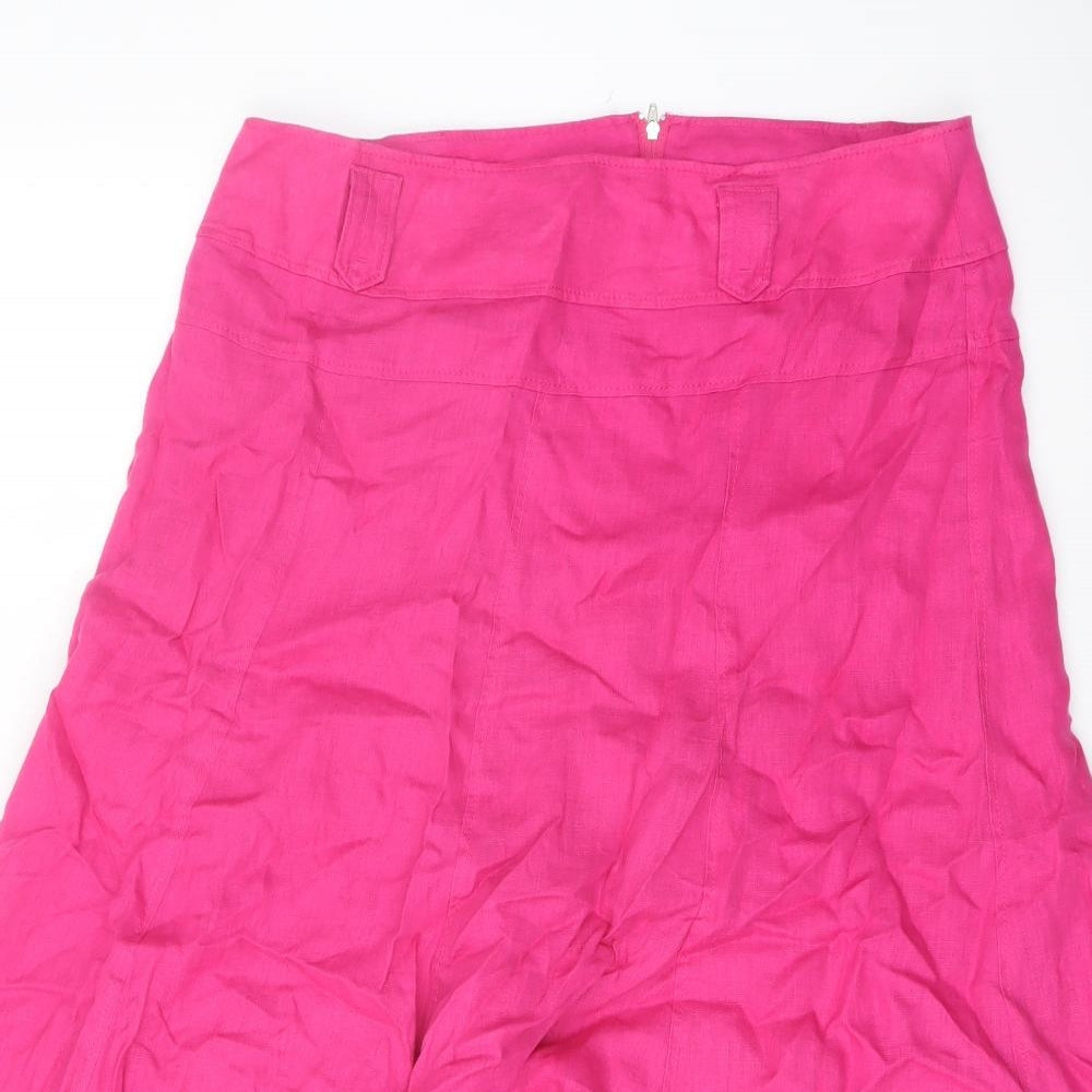 Gerry Weber Womens Pink Linen Flare Skirt Size 14 Zip