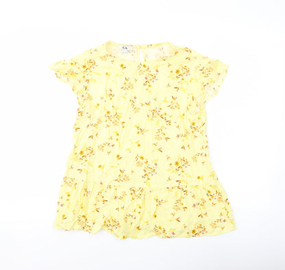 Womens UK Size 6 C&A Yellow Basic Blouse