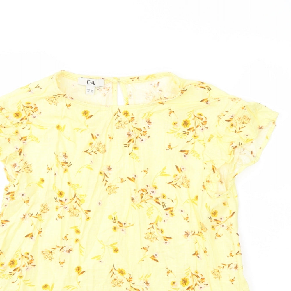 Womens UK Size 6 C&A Yellow Basic Blouse
