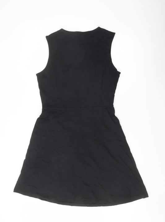 Marks and Spencer Womens Black Cotton A-Line Size 10 Round Neck Pullover