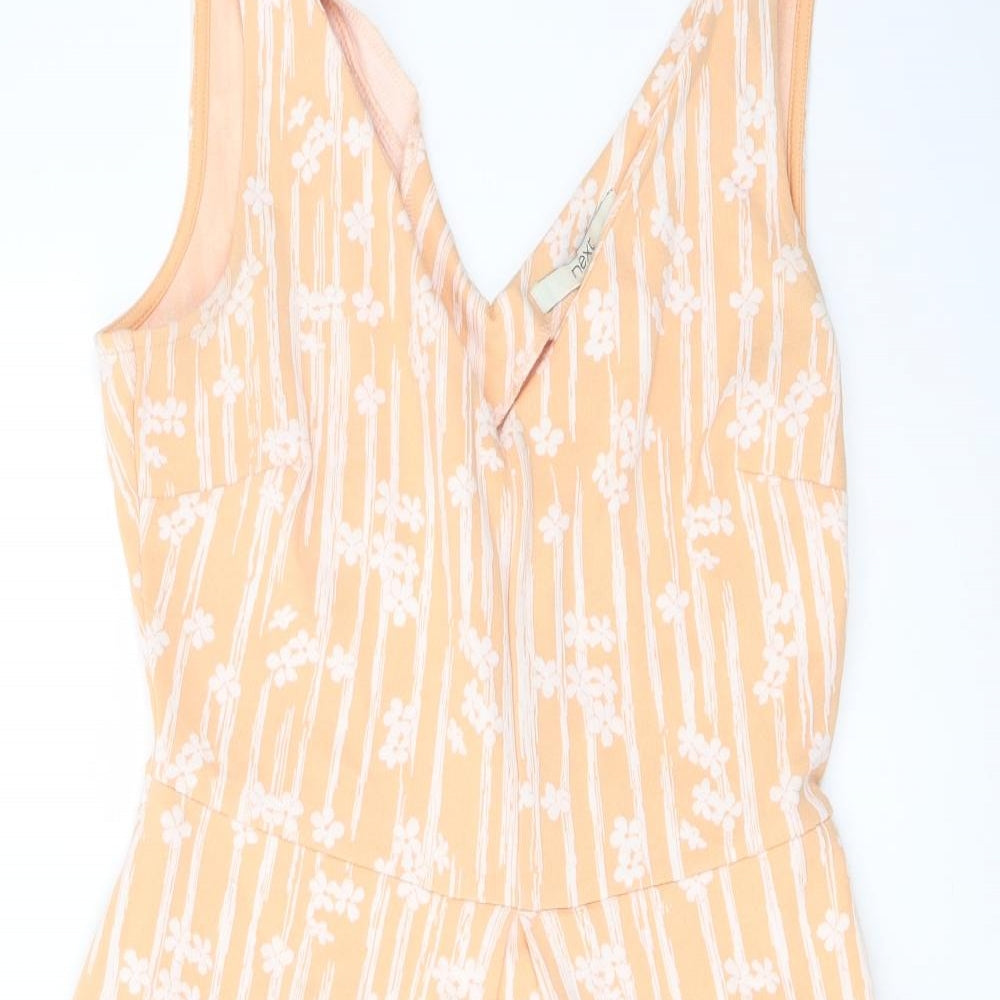 NEXT Womens Orange Geometric Cotton A-Line Size 10 V-Neck Pullover