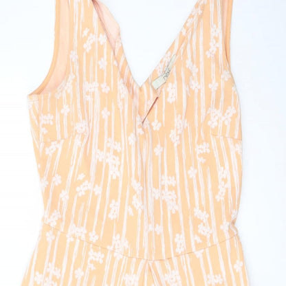 NEXT Womens Orange Geometric Cotton A-Line Size 10 V-Neck Pullover