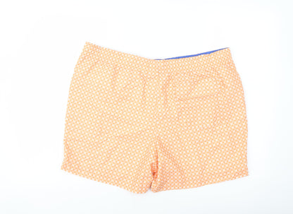 Marks and Spencer Mens Orange Geometric Polyester Sweat Shorts Size 2XL L6 in Regular Drawstring - Swim Shorts