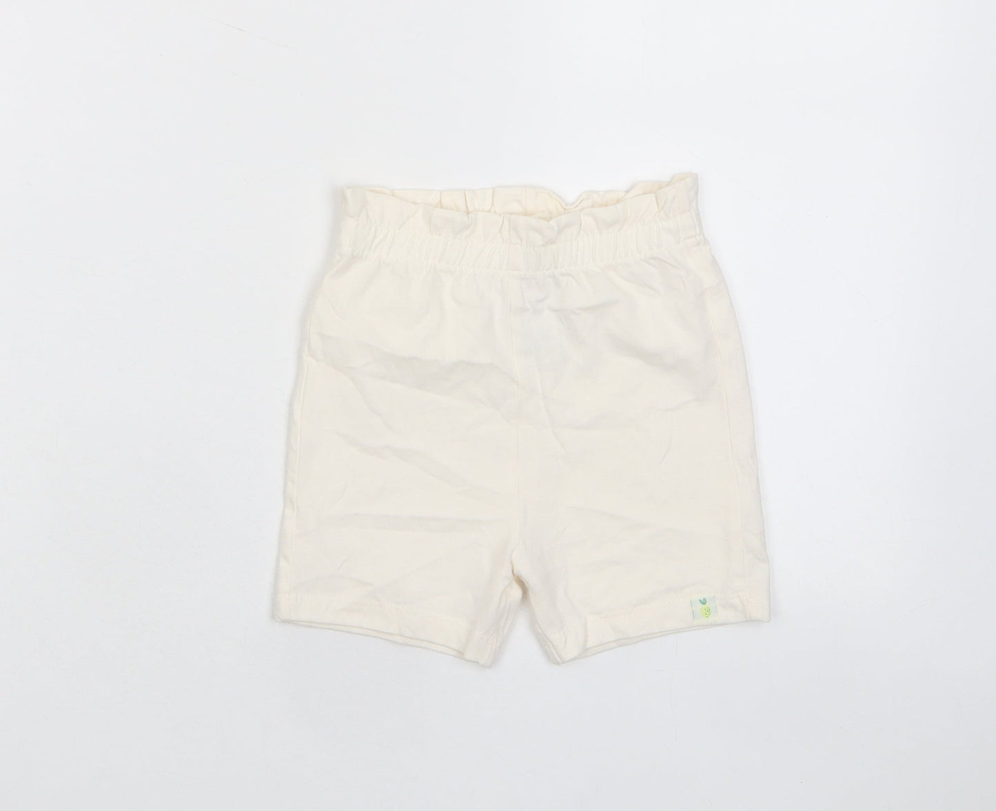 Marks and Spencer Girls Beige Cotton Cropped Trousers Size 18-24 Months Pullover - Embroidered