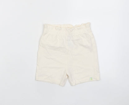 Marks and Spencer Girls Beige Cotton Cropped Trousers Size 18-24 Months Pullover - Embroidered