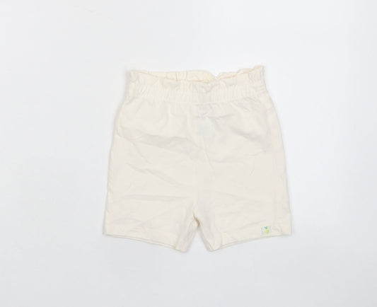 Marks and Spencer Girls Beige Cotton Cropped Trousers Size 18-24 Months Pullover - Embroidered