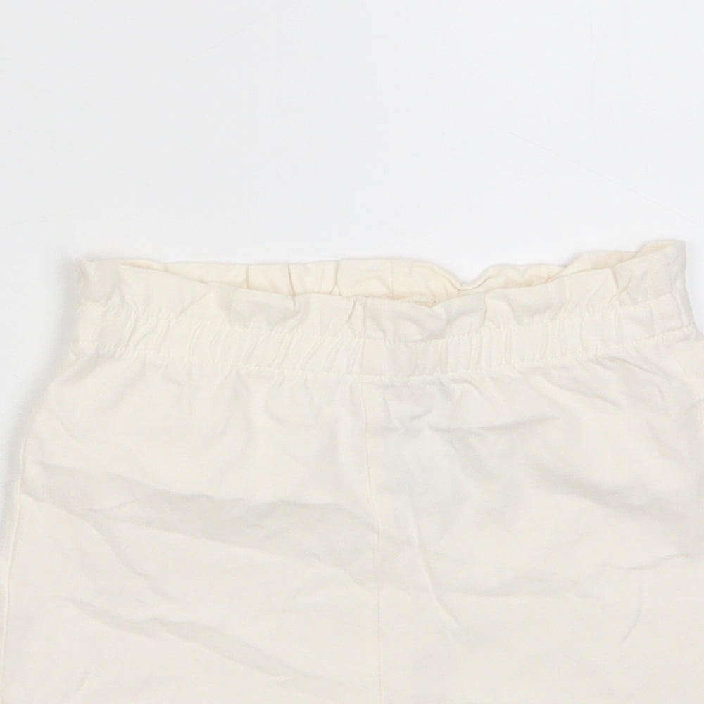 Marks and Spencer Girls Beige Cotton Cropped Trousers Size 18-24 Months Pullover - Embroidered
