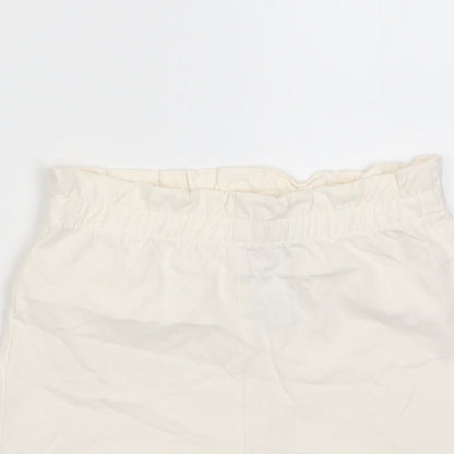 Marks and Spencer Girls Beige Cotton Cropped Trousers Size 18-24 Months Pullover - Embroidered
