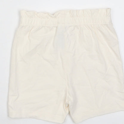 Marks and Spencer Girls Beige Cotton Cropped Trousers Size 18-24 Months Pullover - Embroidered