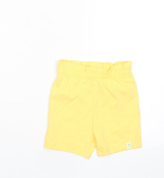 Marks and Spencer Girls Yellow Cotton Cropped Trousers Size 12-18 Months Pullover - Embroidered