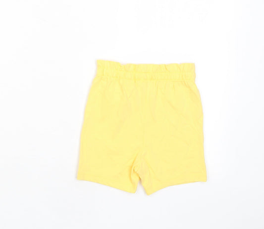 Marks and Spencer Girls Yellow Cotton Cropped Trousers Size 12-18 Months Pullover - Embroidered