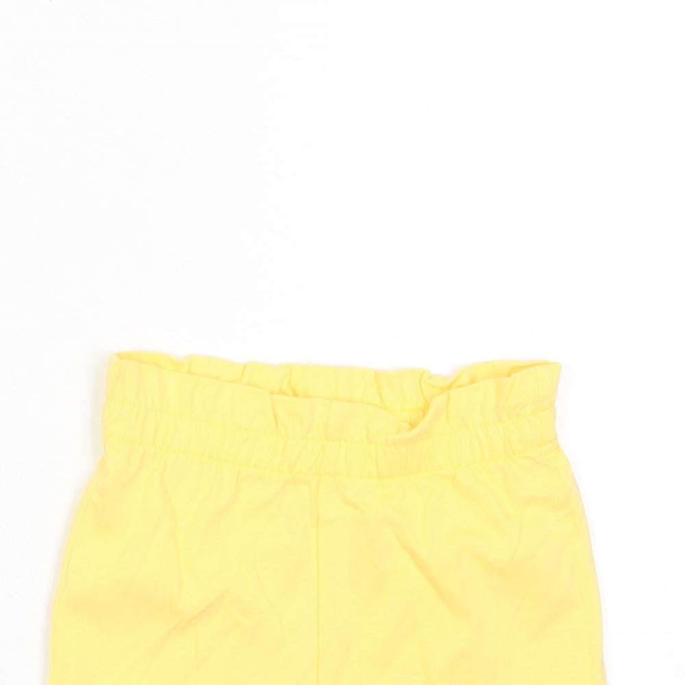 Marks and Spencer Girls Yellow Cotton Cropped Trousers Size 12-18 Months Pullover - Embroidered