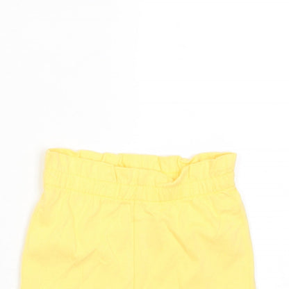 Marks and Spencer Girls Yellow Cotton Cropped Trousers Size 12-18 Months Pullover - Embroidered