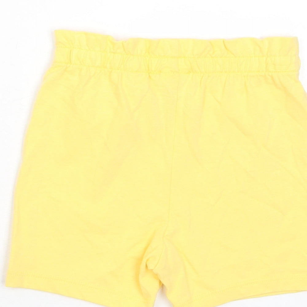 Marks and Spencer Girls Yellow Cotton Cropped Trousers Size 12-18 Months Pullover - Embroidered