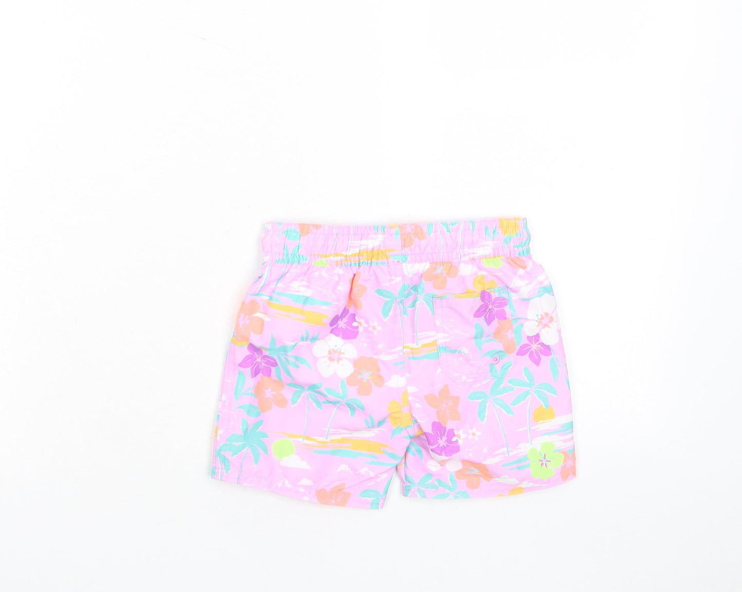 Marks and Spencer Girls Multicoloured Floral Polyester Cropped Trousers Size 12-18 Months Drawstring - Swim shorts