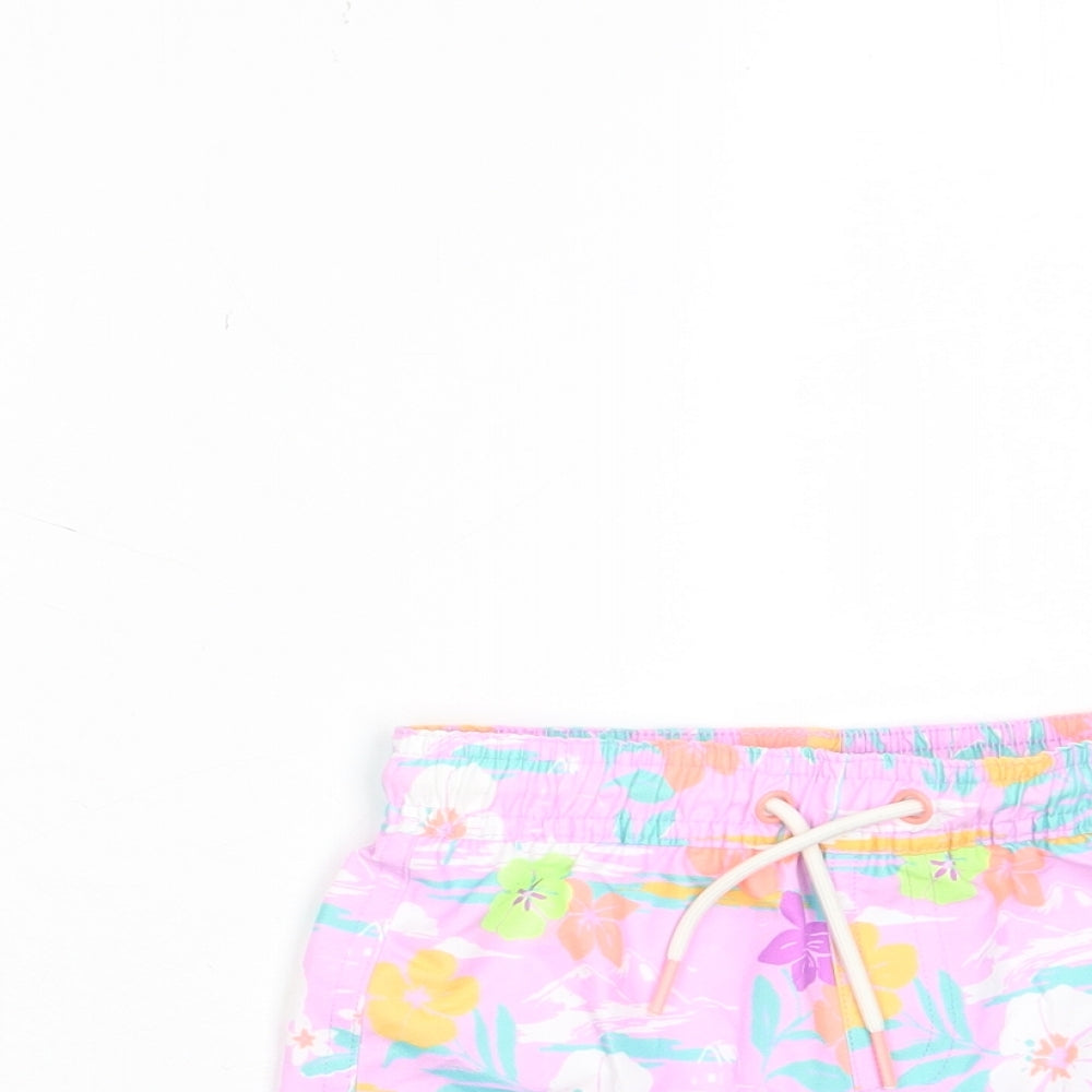 Marks and Spencer Girls Multicoloured Floral Polyester Cropped Trousers Size 12-18 Months Drawstring - Swim shorts