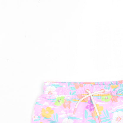 Marks and Spencer Girls Multicoloured Floral Polyester Cropped Trousers Size 12-18 Months Drawstring - Swim shorts