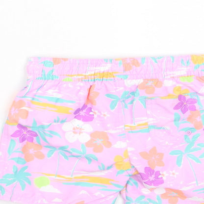 Marks and Spencer Girls Multicoloured Floral Polyester Cropped Trousers Size 12-18 Months Drawstring - Swim shorts