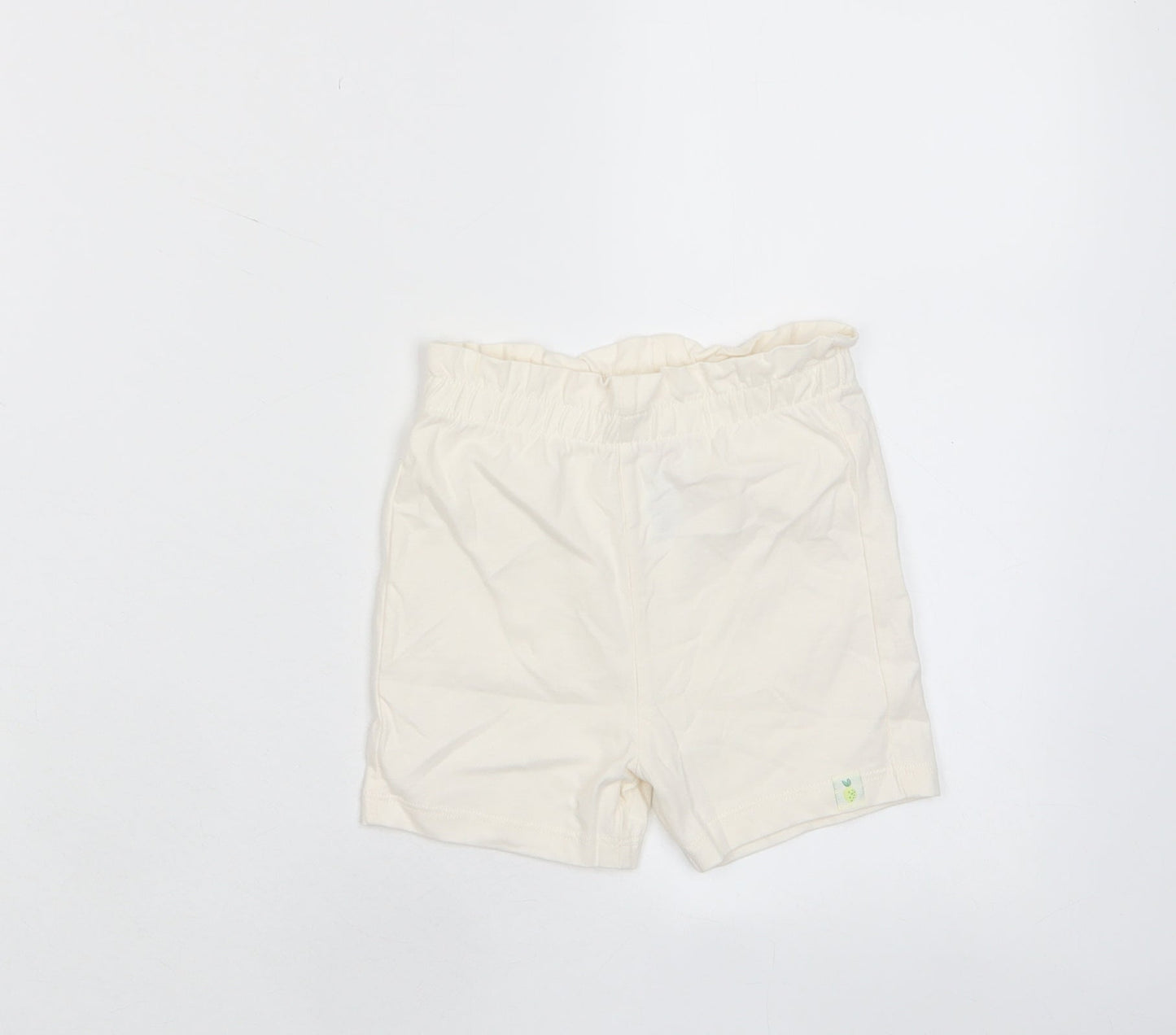 Marks and Spencer Girls White Cotton Cropped Trousers Size 12-18 Months Pullover - Embroidered