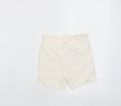 Marks and Spencer Girls White Cotton Cropped Trousers Size 12-18 Months Pullover - Embroidered