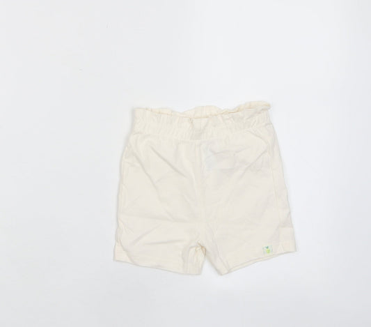 Marks and Spencer Girls White Cotton Cropped Trousers Size 12-18 Months Pullover - Embroidered