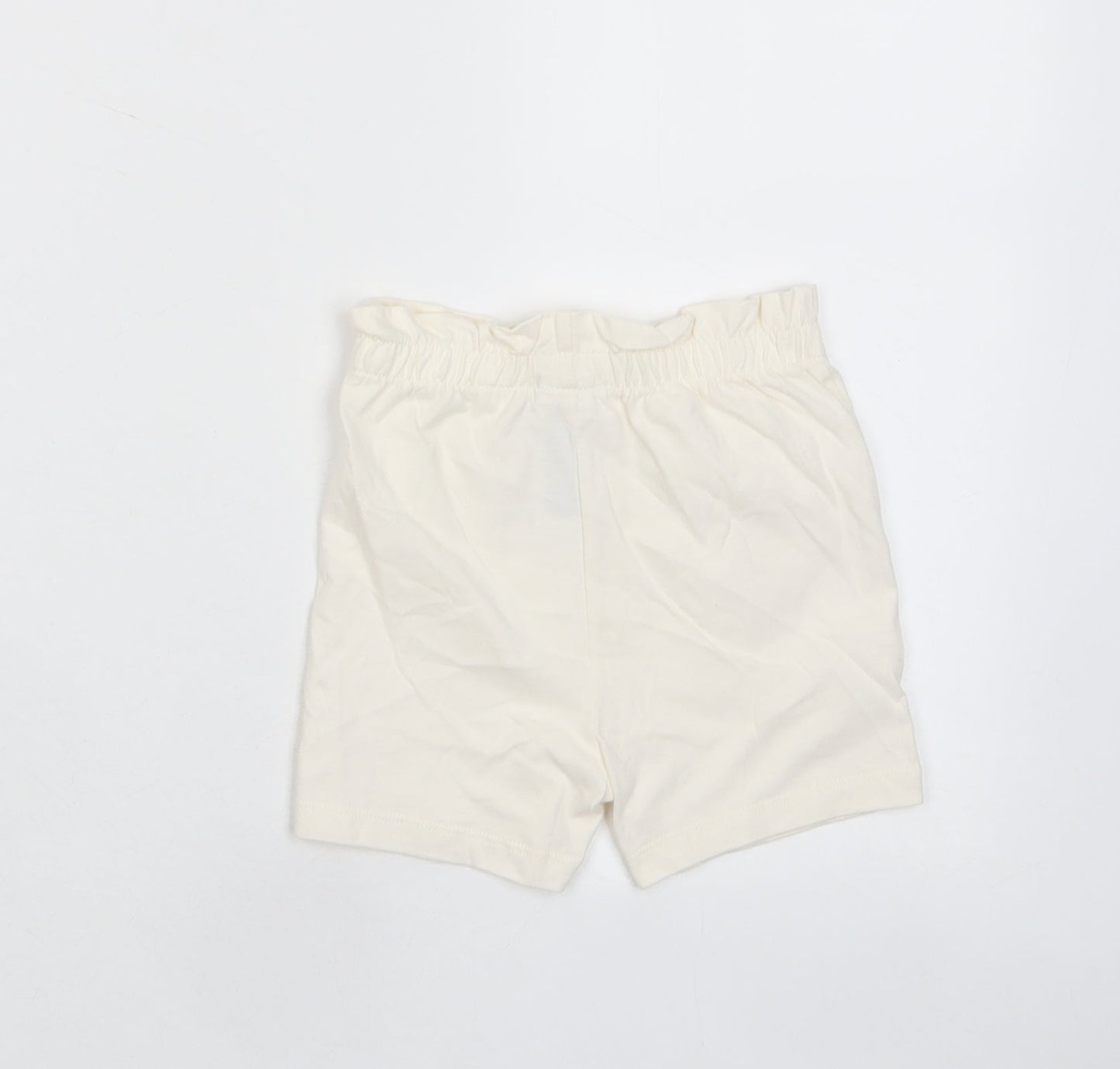 Marks and Spencer Girls White Cotton Cropped Trousers Size 12-18 Months Pullover - Embroidered