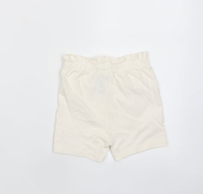 Marks and Spencer Girls White Cotton Cropped Trousers Size 12-18 Months Pullover - Embroidered