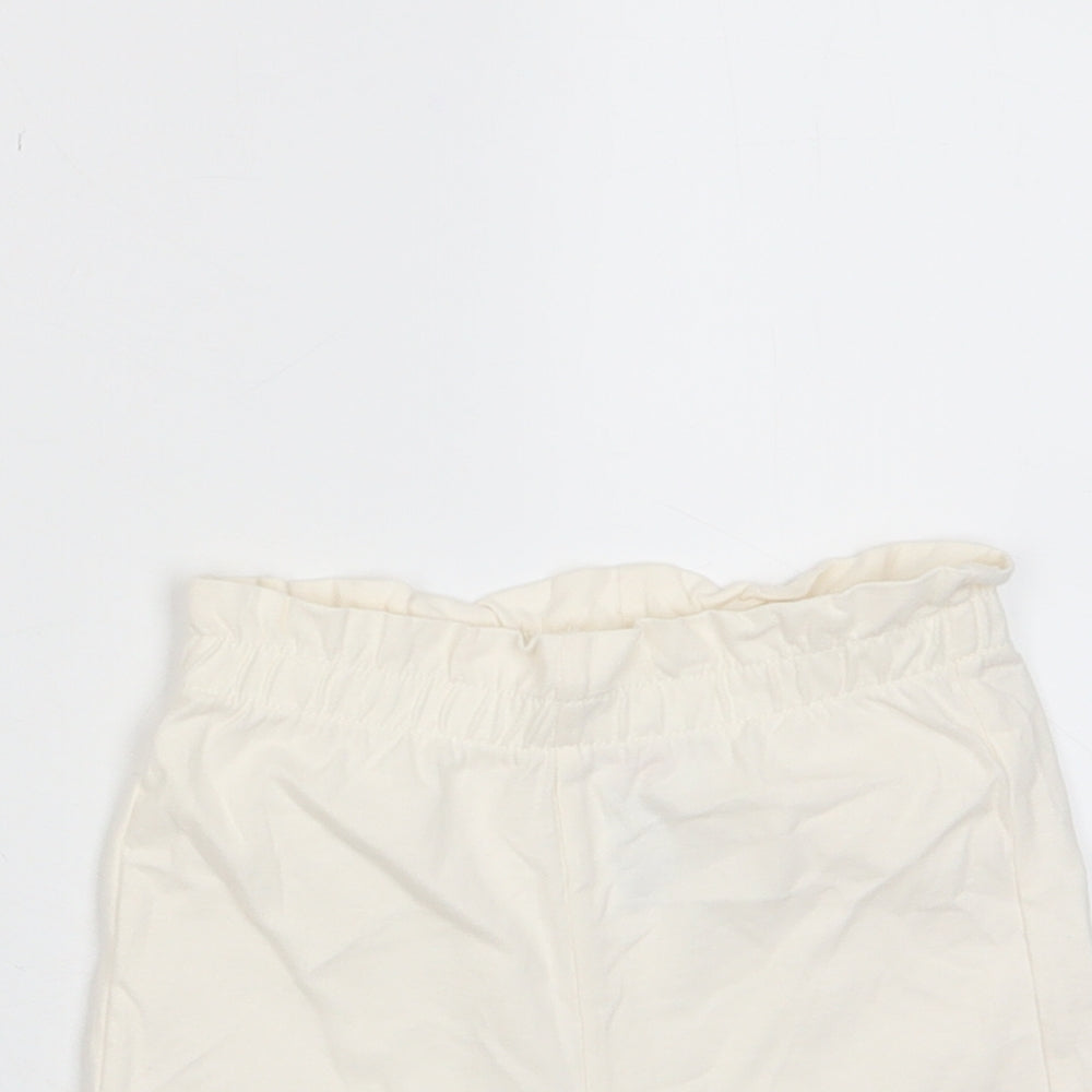 Marks and Spencer Girls White Cotton Cropped Trousers Size 12-18 Months Pullover - Embroidered