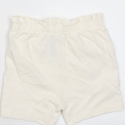 Marks and Spencer Girls White Cotton Cropped Trousers Size 12-18 Months Pullover - Embroidered