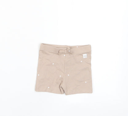 Marks and Spencer Girls Brown Polka Dot Cotton Cropped Trousers Size 3-6 Months Pullover - Embroidered