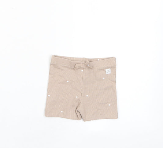 Marks and Spencer Girls Brown Polka Dot Cotton Cropped Trousers Size 3-6 Months Pullover - Embroidered