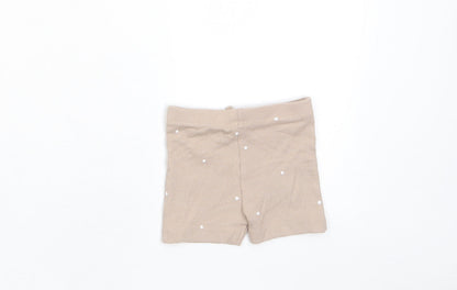 Marks and Spencer Girls Brown Polka Dot Cotton Cropped Trousers Size 3-6 Months Pullover - Embroidered
