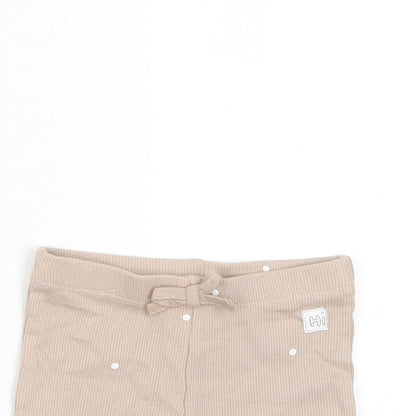 Marks and Spencer Girls Brown Polka Dot Cotton Cropped Trousers Size 3-6 Months Pullover - Embroidered