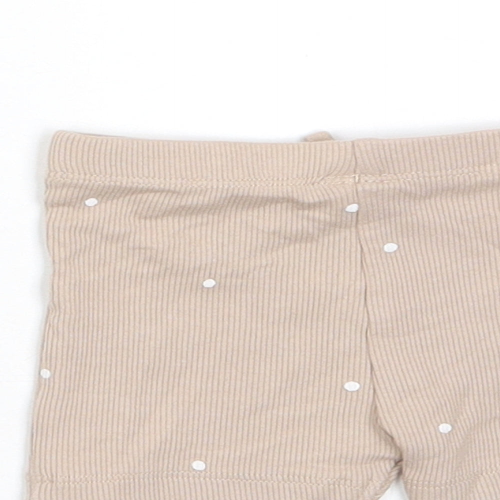 Marks and Spencer Girls Brown Polka Dot Cotton Cropped Trousers Size 3-6 Months Pullover - Embroidered