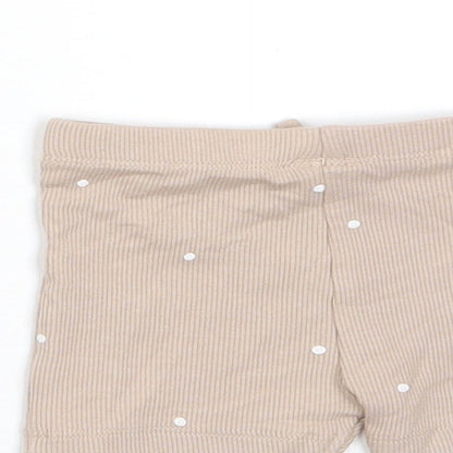 Marks and Spencer Girls Brown Polka Dot Cotton Cropped Trousers Size 3-6 Months Pullover - Embroidered