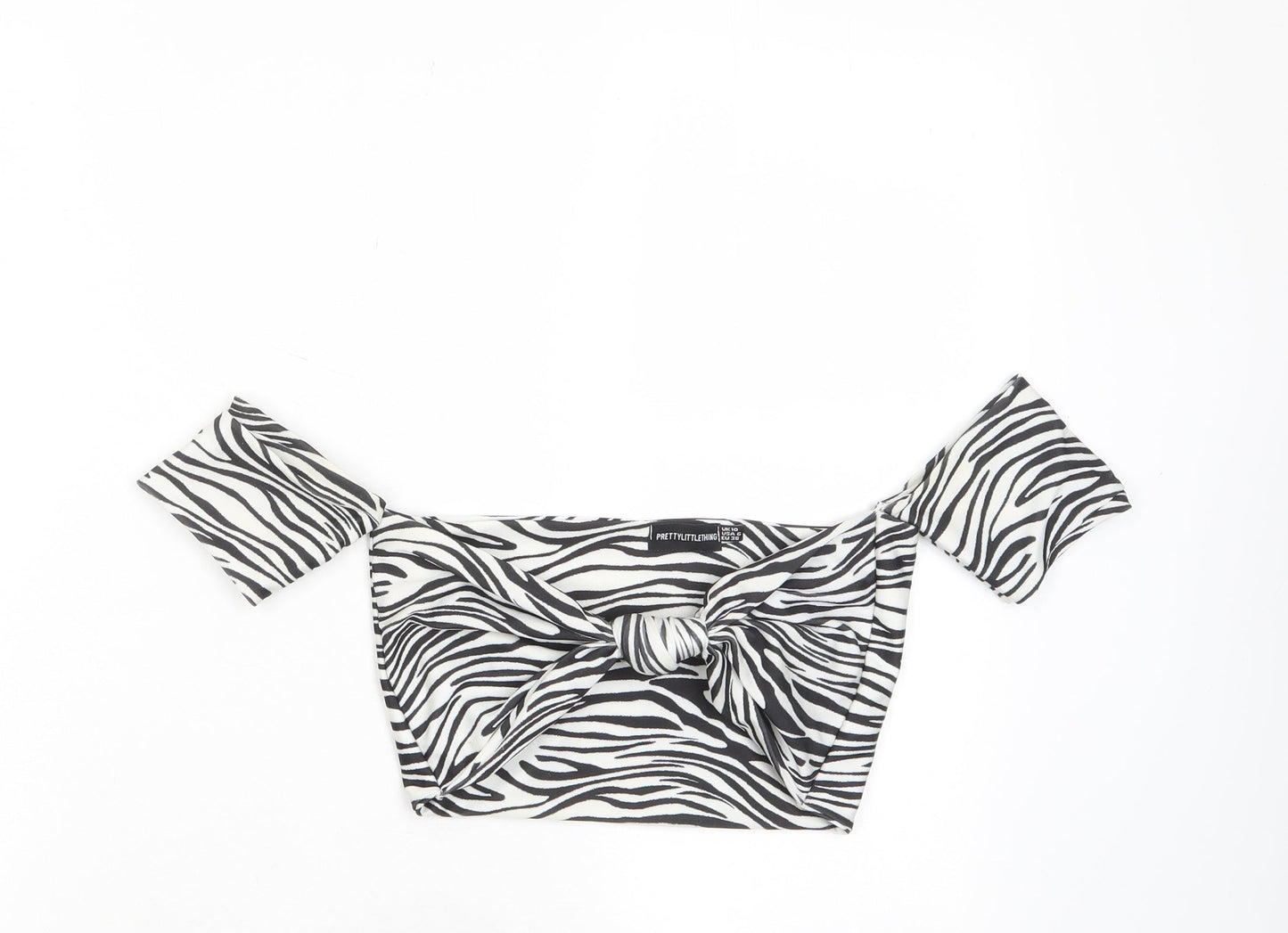 Womens UK Size 10 PRETTYLITTLETHING White Cropped T-Shirt