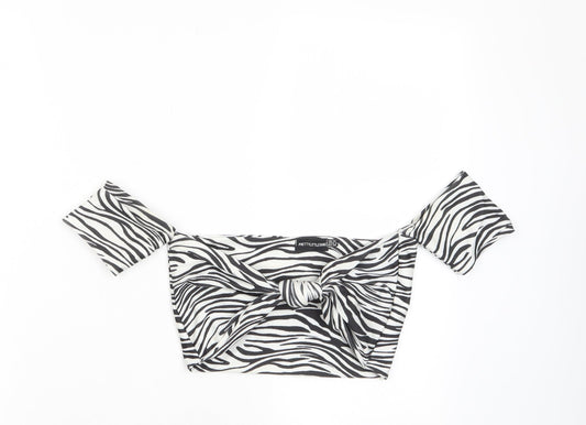 Womens UK Size 10 PRETTYLITTLETHING White Cropped T-Shirt